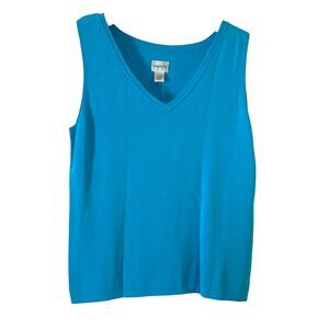 Chico’s Cool Crepe V-Neck Tank – Lagoon | Size 2 | NWT